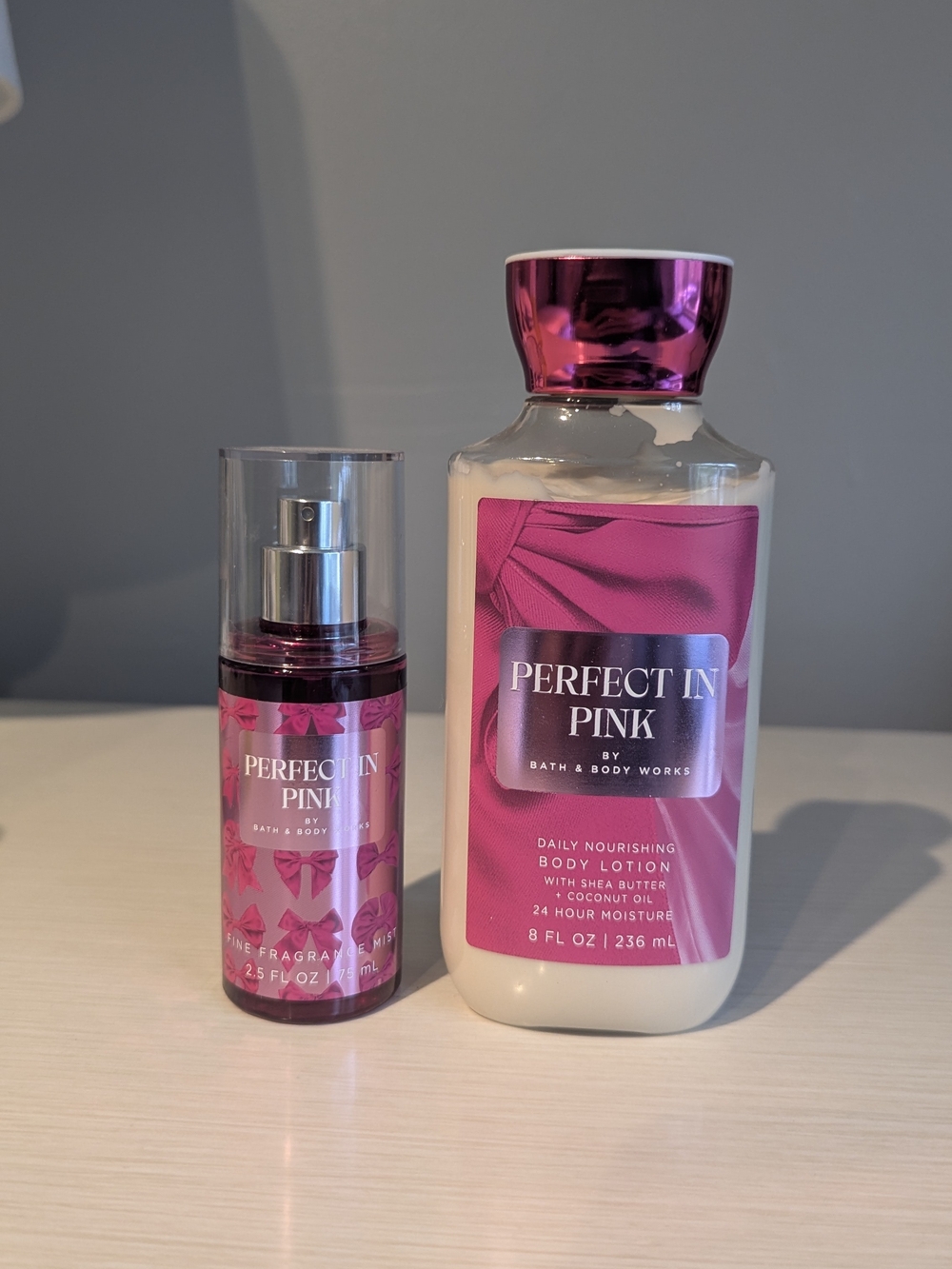 Bath & Body Works Perfect in Pink Body Lotion & Travel Size Fragrance Mist